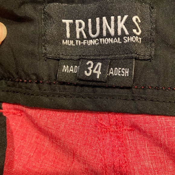 Men TRUNKS Multi Functional pink red chino Bermuda shorts size 34 - Picture 5 of 8